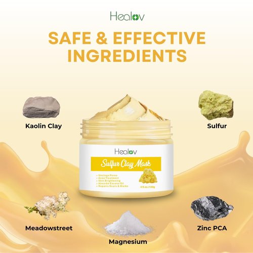 **Regine Switzerland Sulfur Face Mask - All-Natural Clay Treatment for Glowing Skin | Acne, Oily Skin Relief**