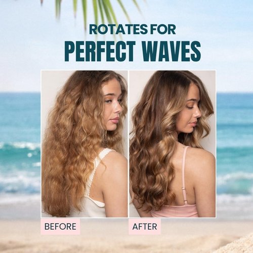 Beachwaver Co. B1.25 Rotating Curling Iron - Pink Sunset | Automatic 1.25-Inch Ceramic Iron for Medium-to-Long Hair | Travel-Friendly, Auto Shut-Off
