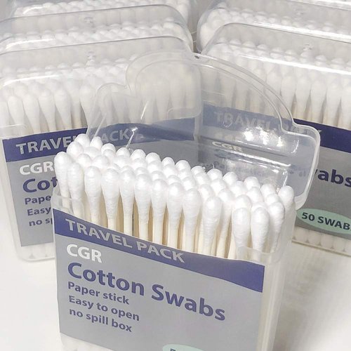 CGR Organic Cotton Swabs - 100% Cotton Double-Tipped, Eco-Friendly Travel Pack | 400 Swabs Total