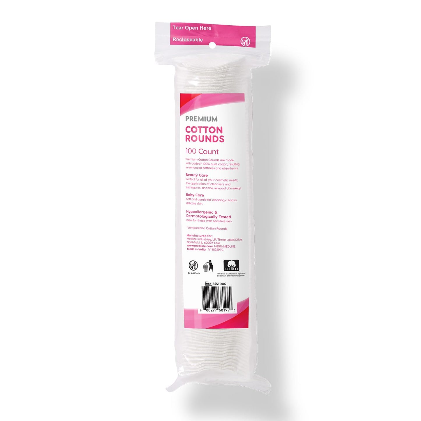 Simply Soft Premium Cotton Rounds, 100% Pure Cotton, Absorbent Cotton Pads, 100 Count (Pack of 6)