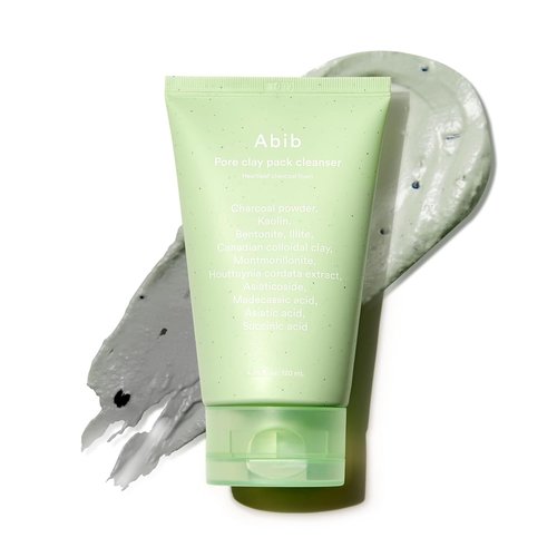 Abib Pore Clay Pack Cleanser - Heartleaf Charcoal Foam for Oil Control | 4.05 fl oz, Unscented