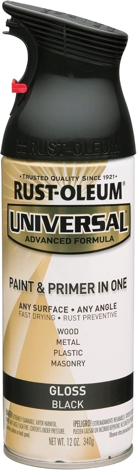 Rust-Oleum 245196 Universal All Surface Spray Paint, 12 oz, Gloss Black