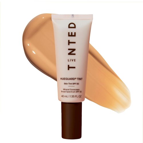 Live Tinted Hueguard Skin Tint SPF 50 | Tinted Mineral Sunscreen with Hydrating Finish - Light-Medium Coverage, 1.35 fl oz - Shade 08