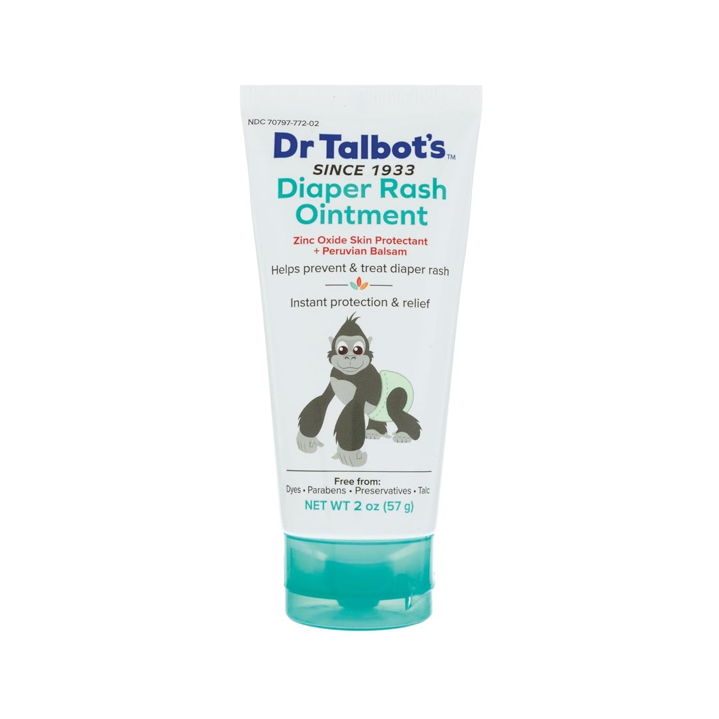 Dr. Talbot's Diaper Rash Ointment - 2 oz Zinc Oxide Skin Protectant with Peruvian Balsam - Soothes & Prevents Rash