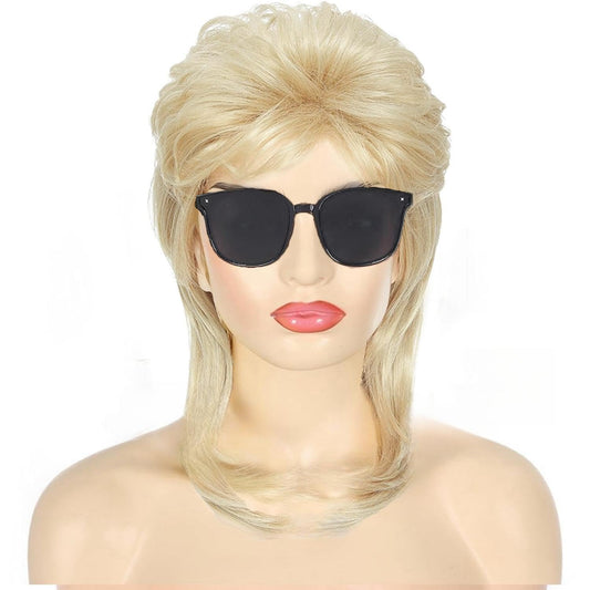 Daiaces Blonde Mullet Wigs for Women 80s Rocker Wig Costumes Fancy Party Cosplay Halloween Wig