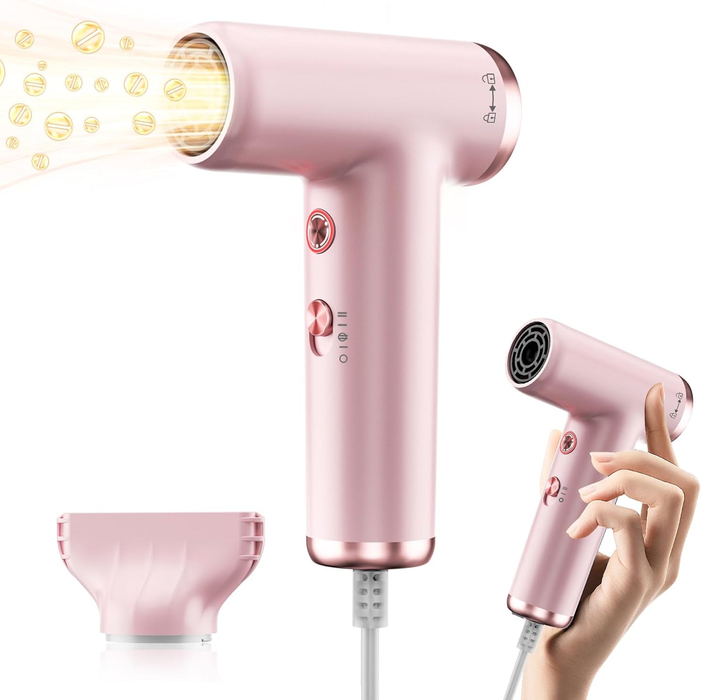 Skiennix Mini Hair Dryer - 4-Temp High Speed Ionic Technology | Lightweight & Portable for Travel