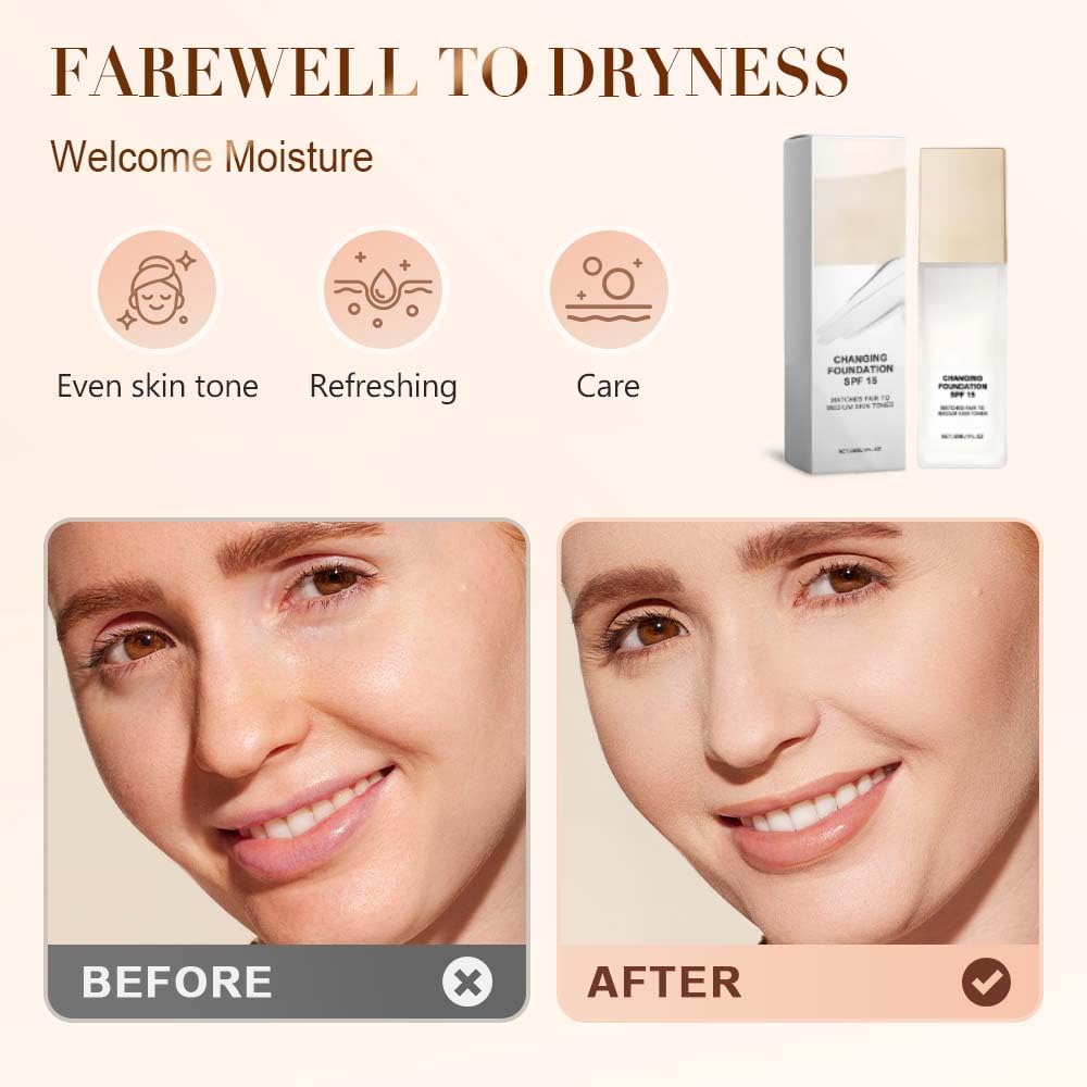 Skiennix Color Changing Foundation - Hydrating CC Concealer for Mature Skin | Lightweight & Versatile (1 PCS)