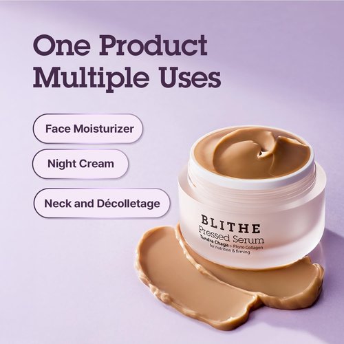 BLITHE Pressed Serum Tundra Chaga - Peptide & Collagen Moisturizer | Anti-Aging Face Cream, 1.68 fl oz