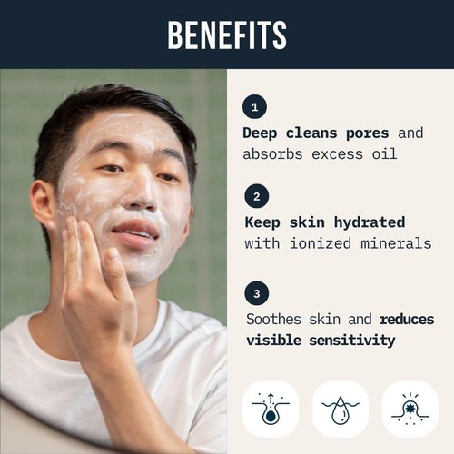 Cardon Men's Clay Face Wash - Deep Pore Cleaning for Oily, Acne-Prone Skin | 4X Better Than Charcoal (1 CT)