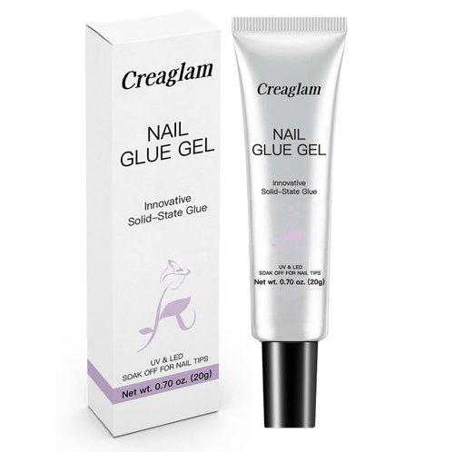 Creaglam Solid Gel Nail Tips: Semi Solid Soft Nail Glue for Press Super Strong Fake Nail Glue Acrylic Nails Polygel - 20g Clear Nail for Art Salon Long Lasting Builder UV Lamp Curing Needed