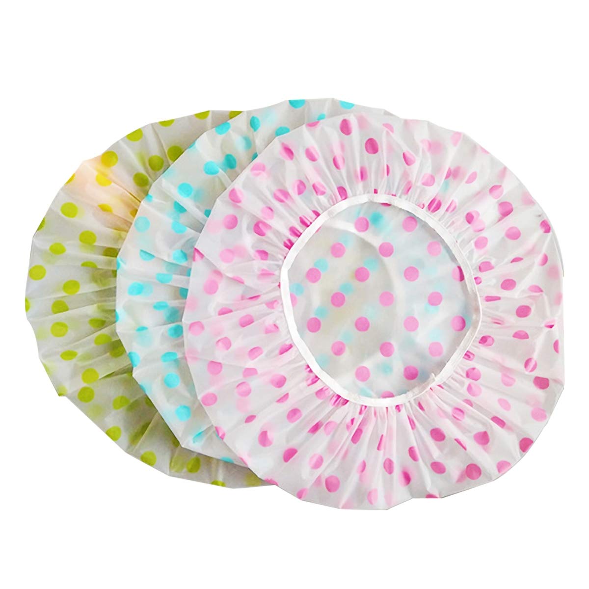 TCOTBE Waterproof EVA Plastic Shower Cap Set - 6 Reusable Bathing Caps with Floral Design
