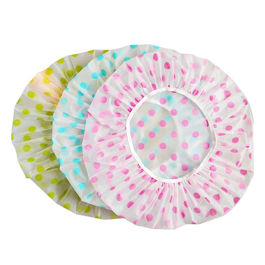 TCOTBE Waterproof EVA Plastic Shower Cap Set - 6 Reusable Bathing Caps with Floral Design