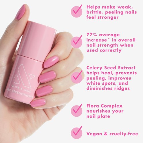 Olive & June Nail Strengthener - Heals Weak, Brittle Nails | Boosts Strength by 77% | Vegan & Cruelty-Free Treatment