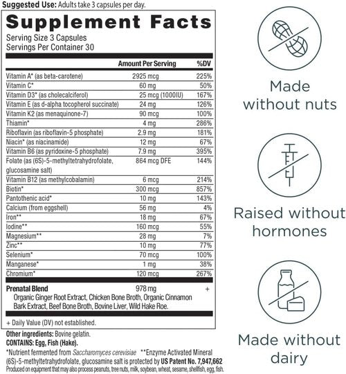 Ancient Nutrition Prenatal Vitamins - Methylated Multivitamin for Women's Fertility Support | 90 Ct
