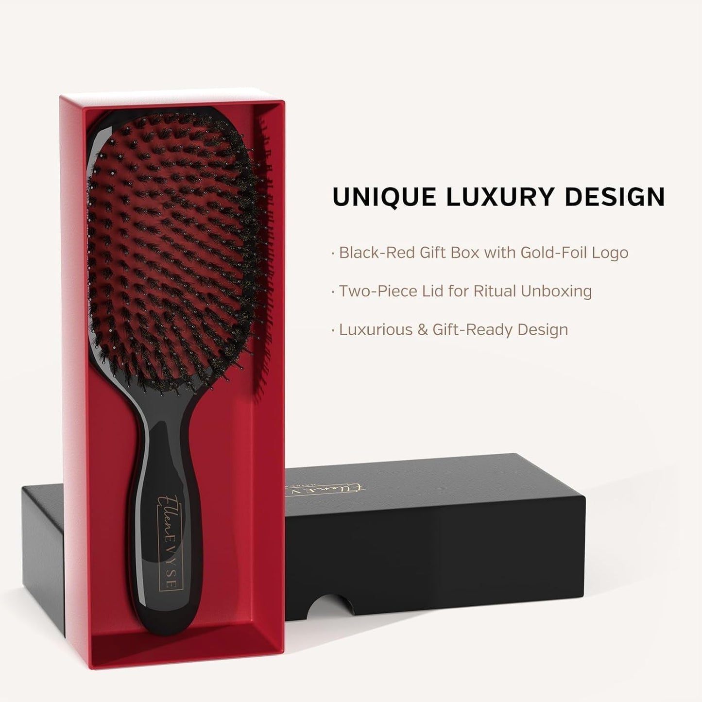 Boar Bristle Hair Brush by [Brand Name] - Smoothing & Detangling with Nylon Pins | Reduces Breakage & Enhances Shine