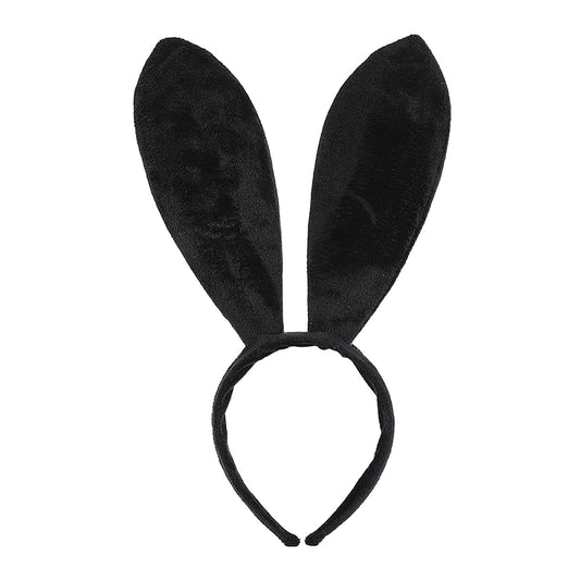 FunSpt Easter Bunny Rabbit Ears Plush Headband Halloween Costume for Aldult Black 4