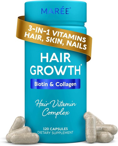 MAREE Hair Growth Vitamins - Biotin & Collagen Complex for Thicker, Faster Hair Growth - 120 Pills