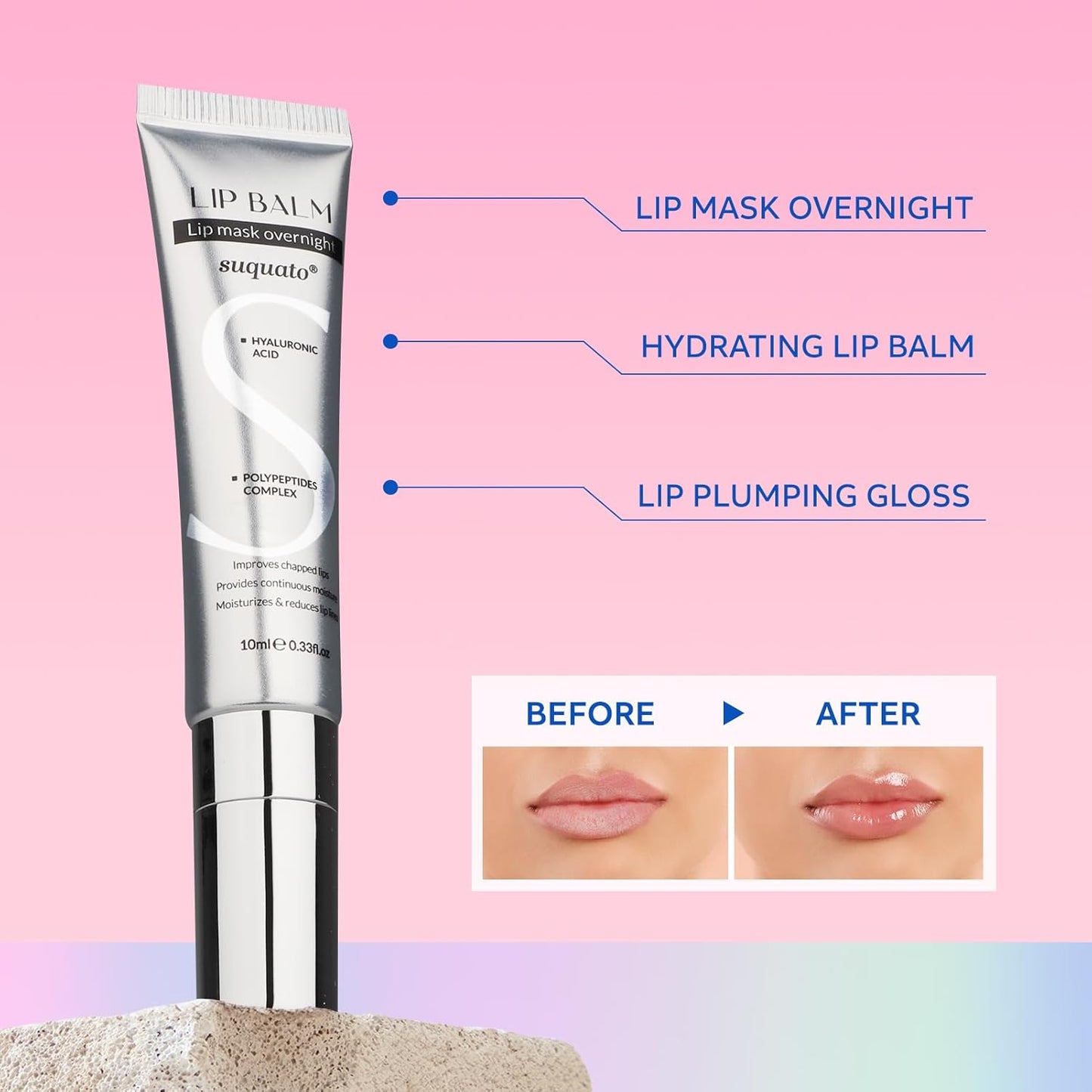 Skiennix Peptide Lip Treatment Butter Balm - Mini Plumping Gloss Set with Hyaluronic Acid | Travel Size Hydrating Balm for Glowy Skin
