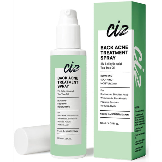 CIZ Back Acne Treatment Spray: Body Acne Treatment with 2% Salicylic Acid and Tea Tree Oil, Herbal Formula Acne Treatment For Teens, Back Acne Solution, 4.05 Ounce