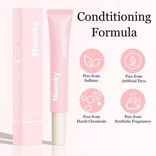 Mwenky Styling Cream for Hair, 3-in-1 Hair Styling Cream & Flyaway Stick Controls Frizz, Smooths Edges & Tames Flyaways, Lightweight Non-Greasy, Long-Lasting Hold, Non-Flaking Travel Size