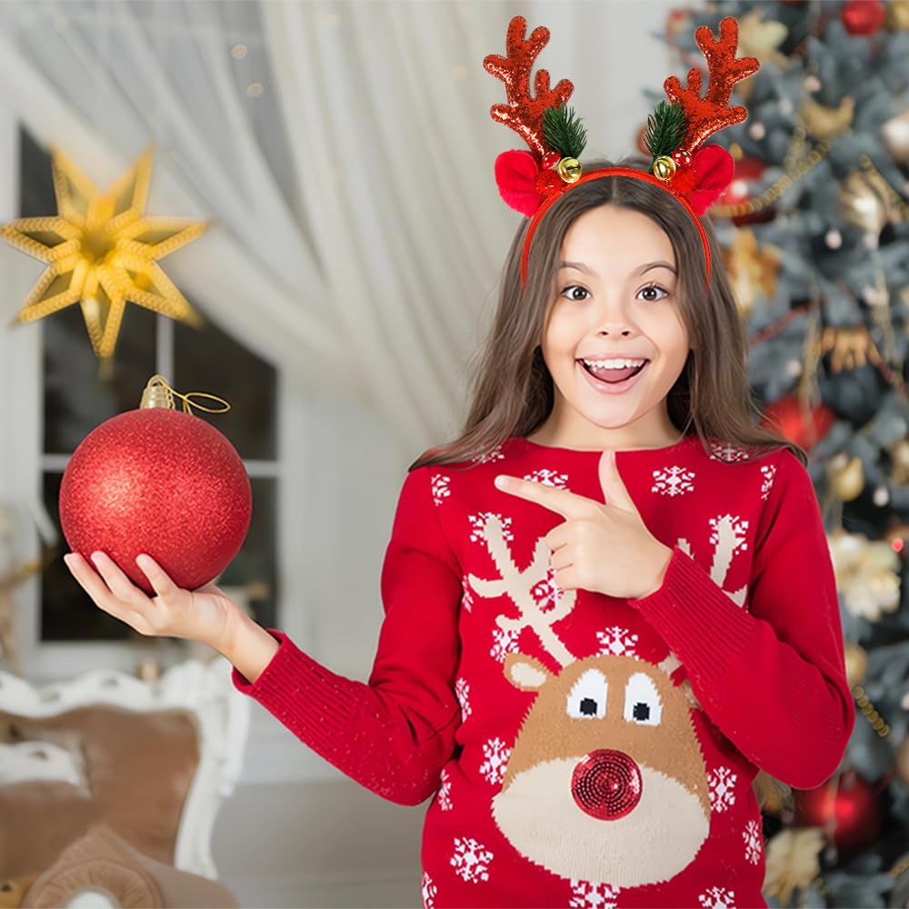 Christmas Headbands Christmas Red Reindeer Headbands Glitter Elk Antler Designs Headbands Christmas Antler Headbands Christmas Red Headbands Christmas Hair Accessories Christmas party headbands