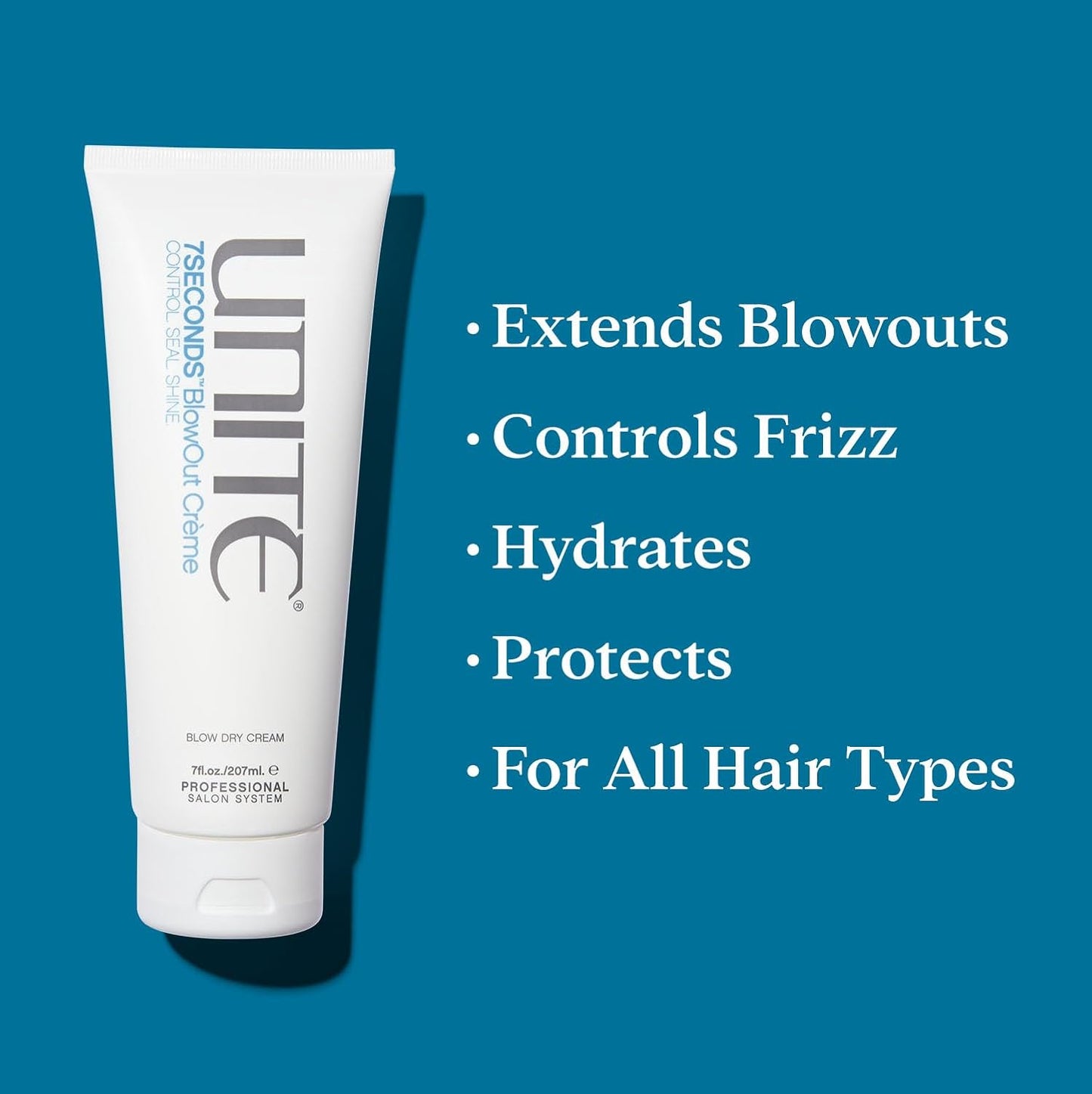 UNITE Hair 7SECONDS BlowOut Crème - Lightweight Styling Cream for Frizz Control & Humidity Defense - 7 Fl Oz