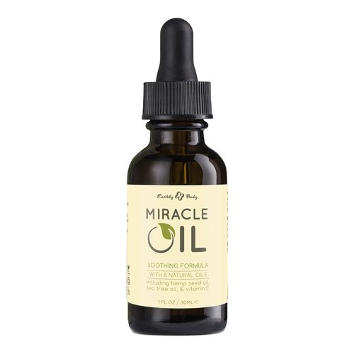 Earthly Body Miracle Oil - 100% Natural Tea Tree & Hemp Seed Oil Moisturizer - 1 fl. oz. for Calming Skin Irritations & Smoothing Wrinkles - Gluten Free, Vegan