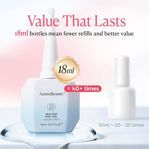 AZUREBEAUTY Builder Nail Gel - 7-in-1 Jelly Peach, 18ml | Beginner-Friendly 30-Day Nail Strengthener for DIY Home Salon