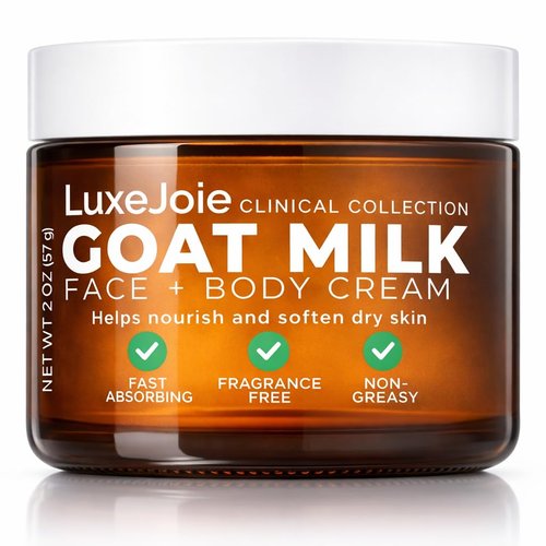 LuxeJoie Goat Milk Face Cream - Fragrance-Free Moisturizer for Dry & Sensitive Skin - 2 oz Hydration