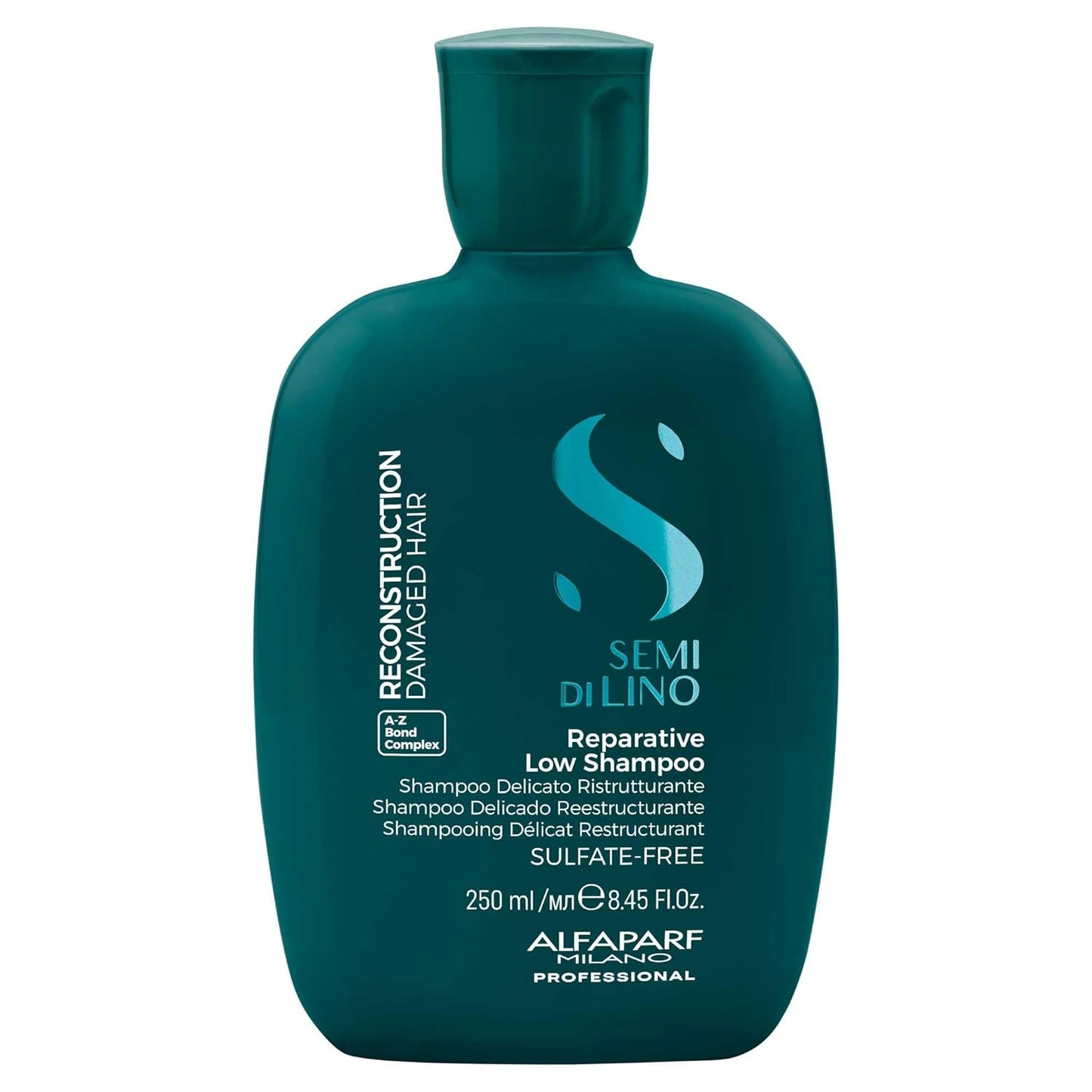 ALFAPARF MILANO Semi Di Lino Reconstruction Bond Repair Shampoo - Sulfate-Free, Color-Safe Formula for Damaged Hair - Restores Fiber & Elasticity