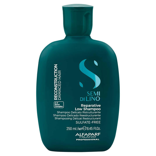 ALFAPARF MILANO Semi Di Lino Reconstruction Bond Repair Shampoo - Sulfate-Free, Color-Safe Formula for Damaged Hair - Restores Fiber & Elasticity