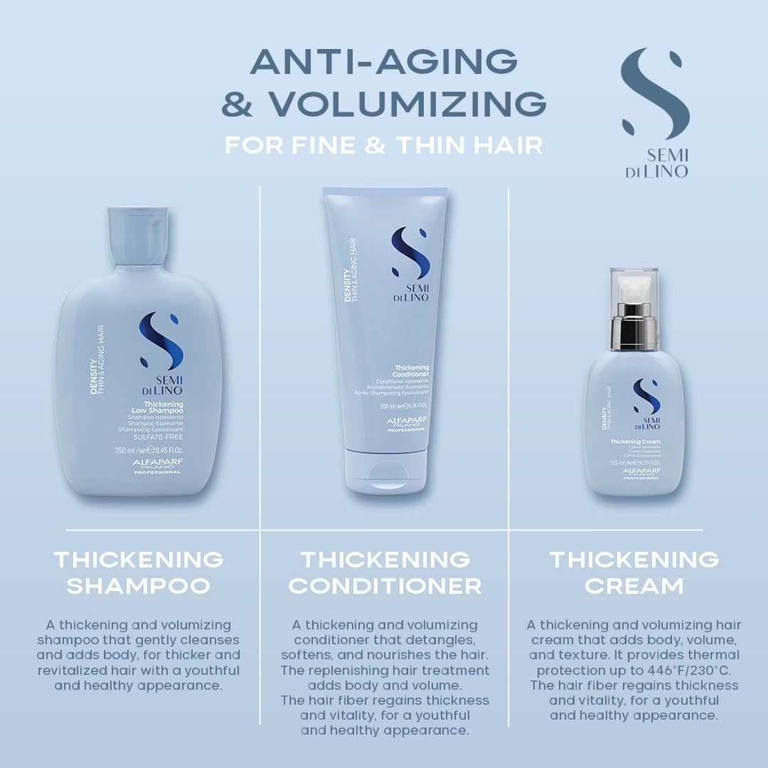 ALFAPARF MILANO Semi Di Lino Density Thickening Conditioner - Peptides & Amino Acids - For Fine Hair - Adds Volume & Softness