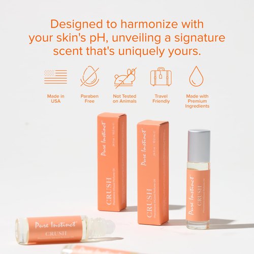 Pure Instinct CRUSH The Original Pheromone Infused Essential Oil Perfume Cologne - For Her Women - TSA Ready (Roll On Bottle 0.34 Fl. Oz./10.2mL)
