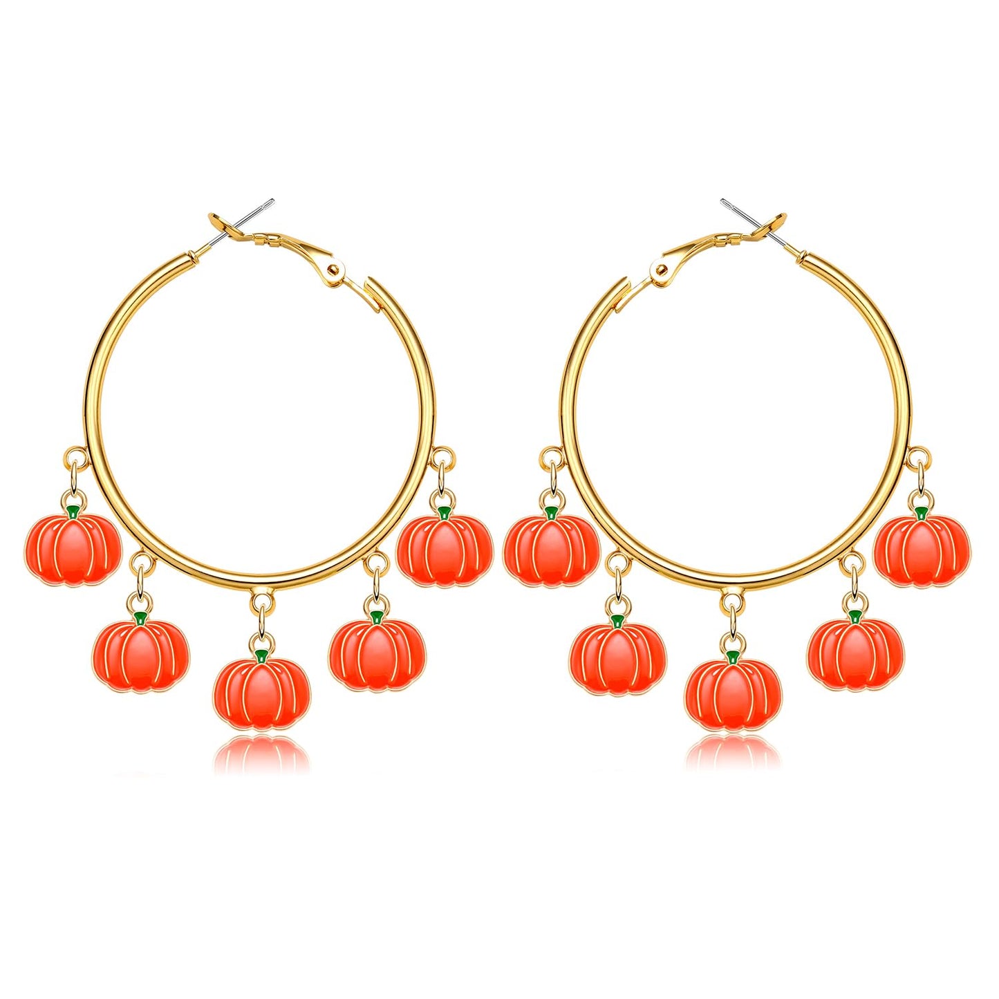 Thanksgiving Earrings for Women Cute Turkey Pumpkin Earrings Fall Maple Leaf Squirrel Corn Earrings Statement Festive Hoop Earrings Turkey Day Accessory Jewelry Gifts (Thanksgiving Pumpkin)