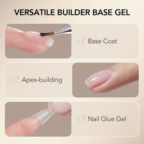 GAOY 30g Builder Base, Clear Nail Builder Gel, 2-in-1 Soak Off UV Gel for Nail Strengthening and Building, UV Light Cure