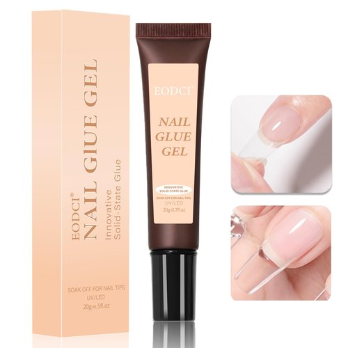 EODCI Soft Gel Nail Tips Glue Gel Solid Nail Glue Gel 20ml Lamp Curing Needed Solid Soak Off Glue Super Strong Nail Glue Gel for Acrylic Nails Extension Fake Nails Press On Nails