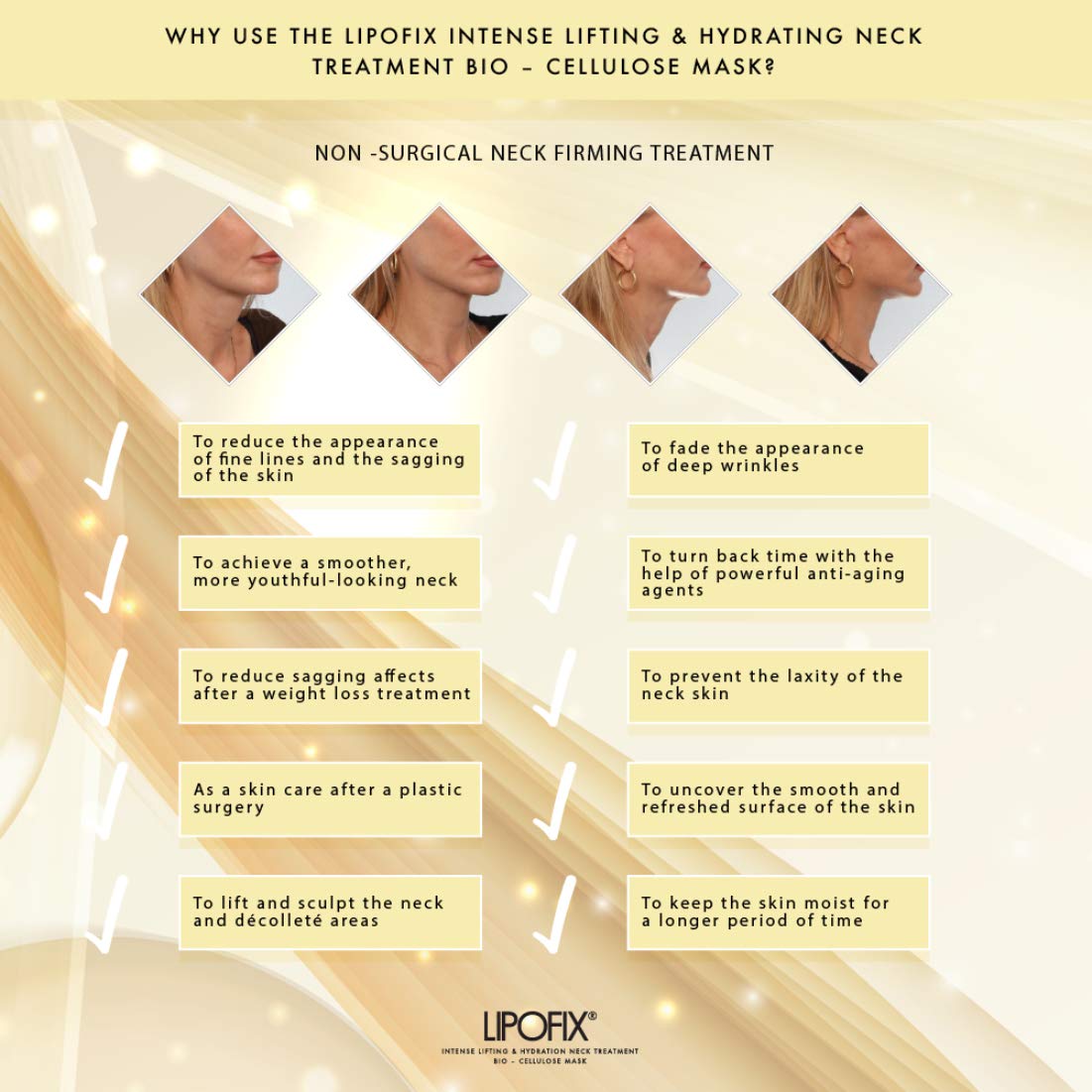 Skiennix Neck Lifting Bio-Cellulose Mask - Hydrating & Firming Treatment (5 Masks)