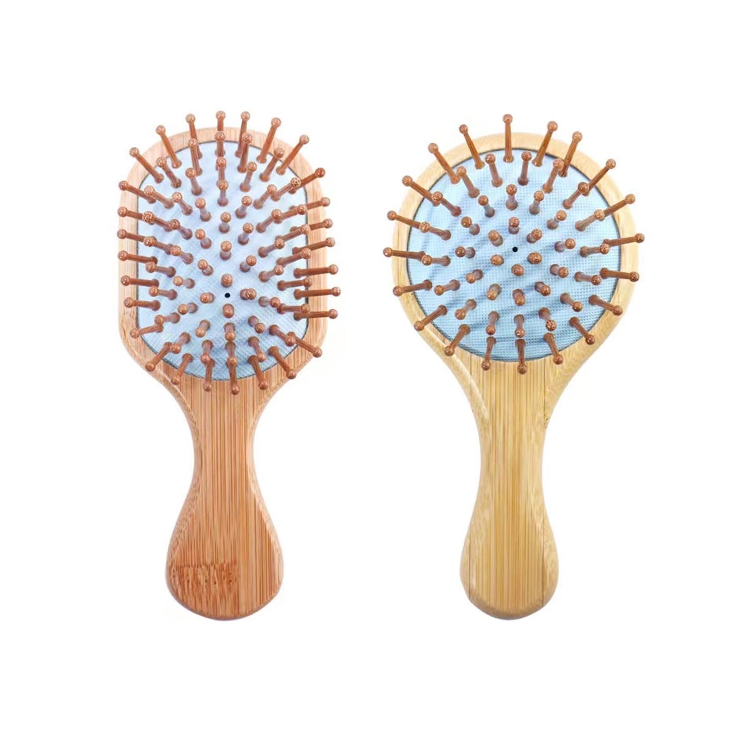 DakCik Mini Hair Brush, Natural Bamboo Air Cushion Kids Hairbrush, Travel Friendly Small Pocket Comb, Lovely Gift for Children, Girls, Ladies （2PCS） (blue)