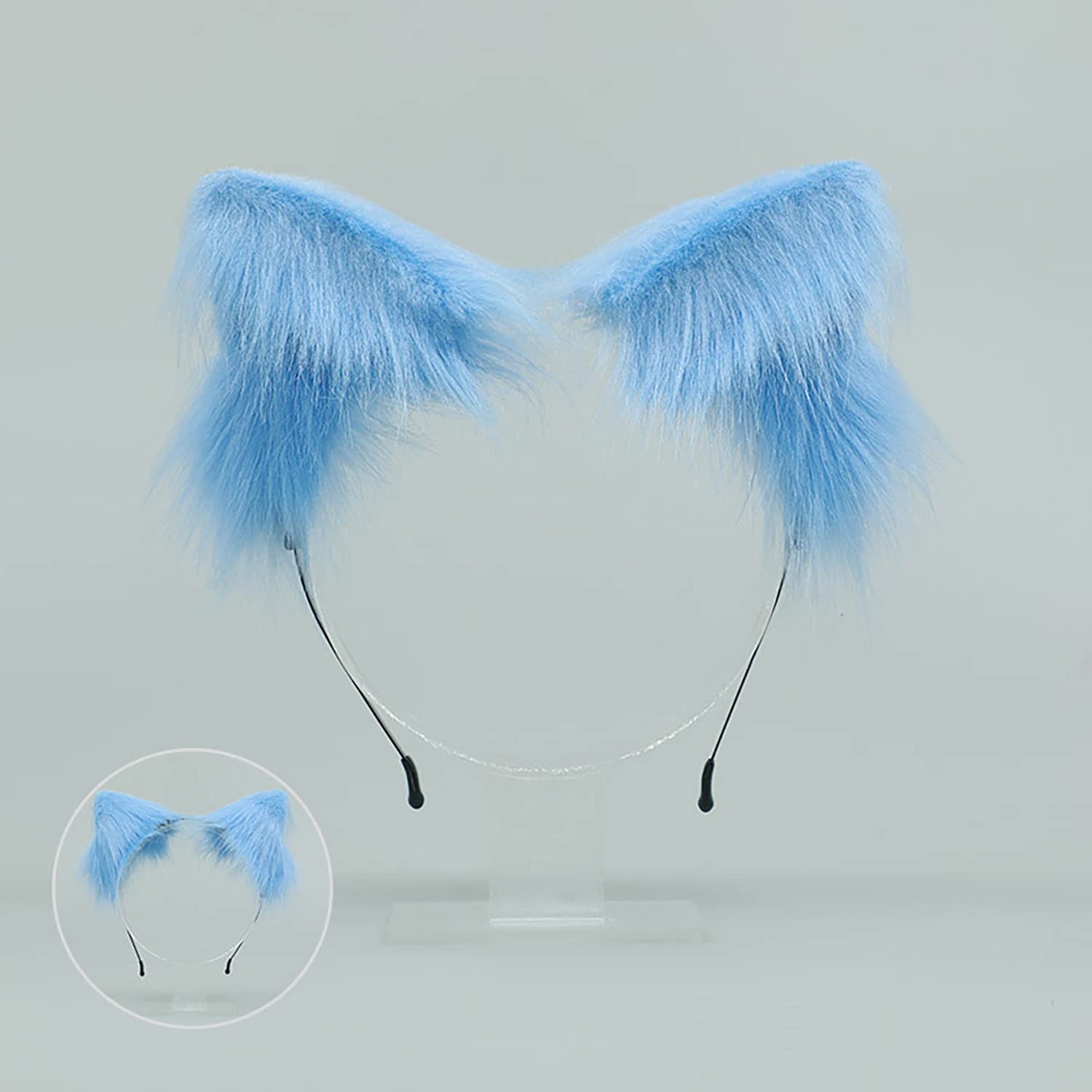 Faylay Wolf/Fox/Cat Ear Cosplay Headwear Girl Accessories Handmade Hairband Furry Ear Faux Fur Headband (SJ-5 Blue)