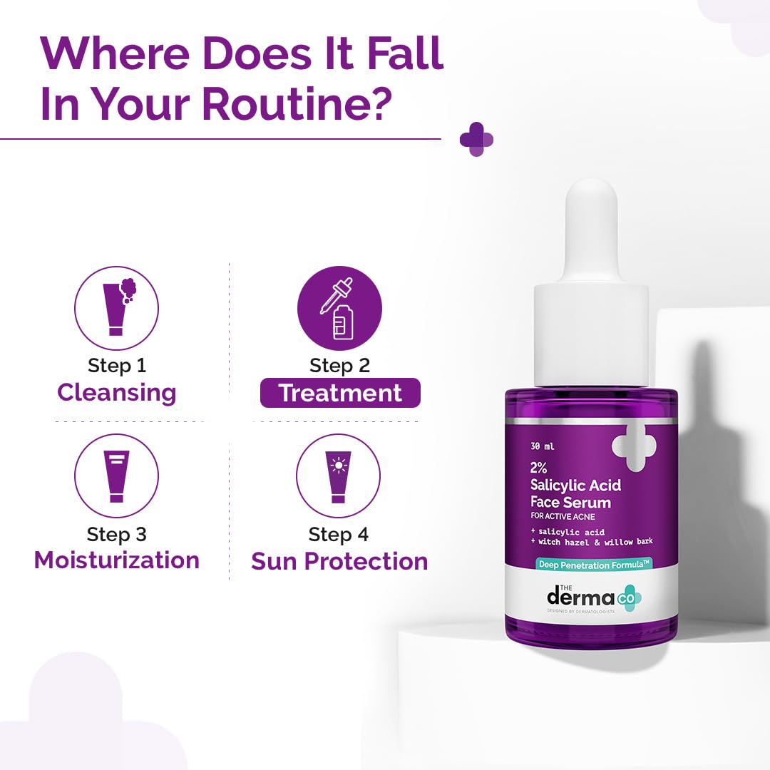 The Derma Co 2% Salicylic Acid Serum - Reduces Acne Marks & Blackheads | Unclogs Pores | 1.01 Fl Oz/30ml