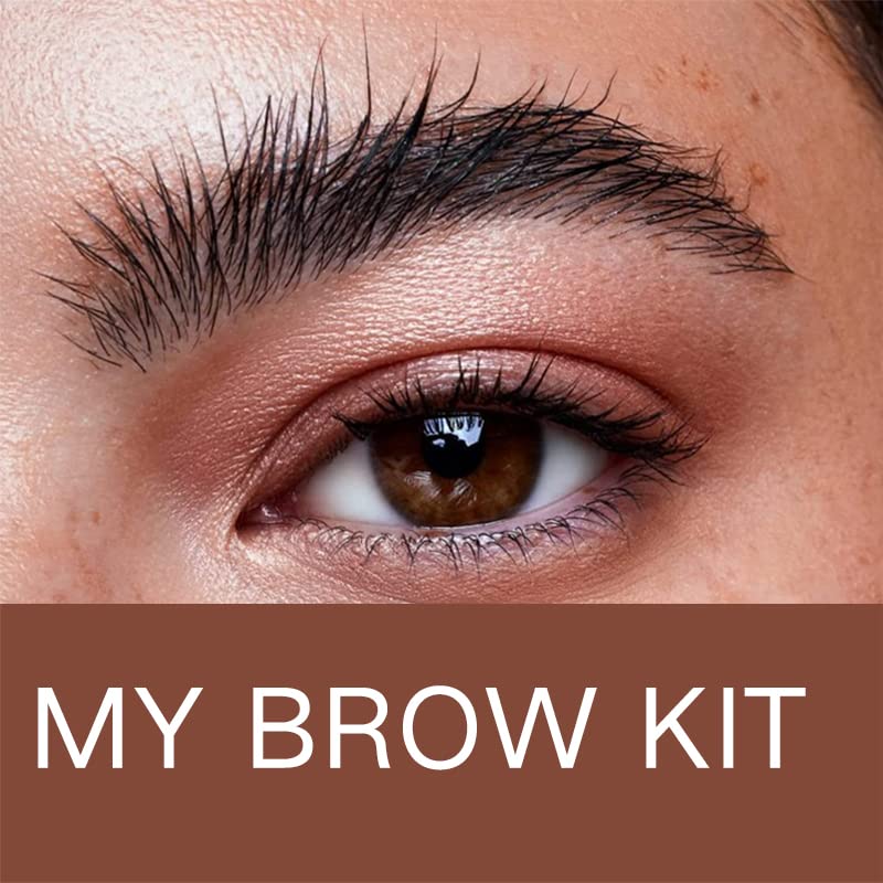 MAKETOPYZN 3-IN-1 Brow Kit, Multi-tasking Eyebrow Makeup Includes Brow Sculpt + Brow Pomade + Brow Pencil, Sculpt, Shade and Define 3D Natural Long Lasting Eyebrows (DARK BROWN)