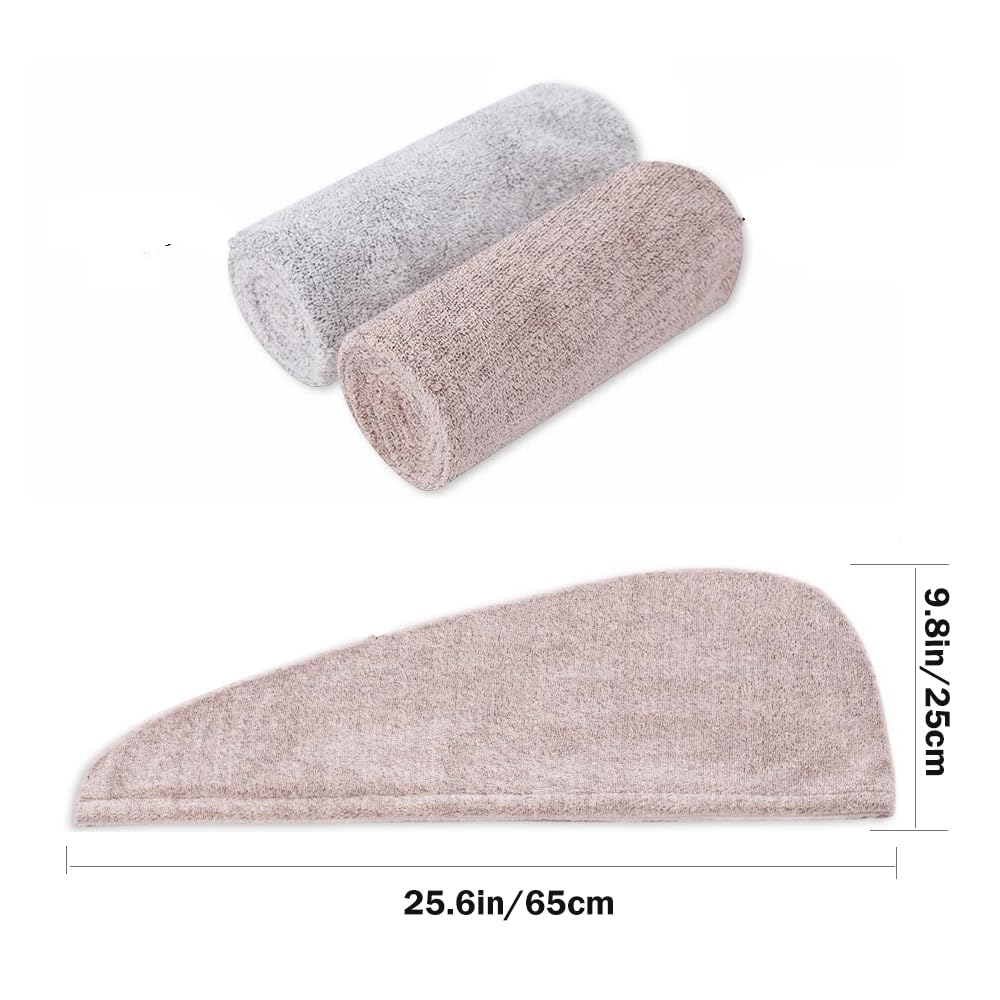 Skiennix Hair Towel Wrap - Rapid Drying Carbon Fiber Microfiber Towels for Curly Hair | 2 Pack (Star Gray & Star Pink)