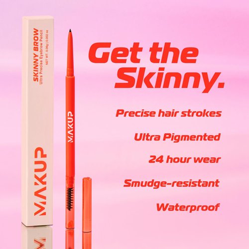 Makup Beauty Skinny Brow - Ultra Thin Waterproof Eyebrow Pencil for Natural Hair-Like Strokes | Light Brown (Warm Taupe)