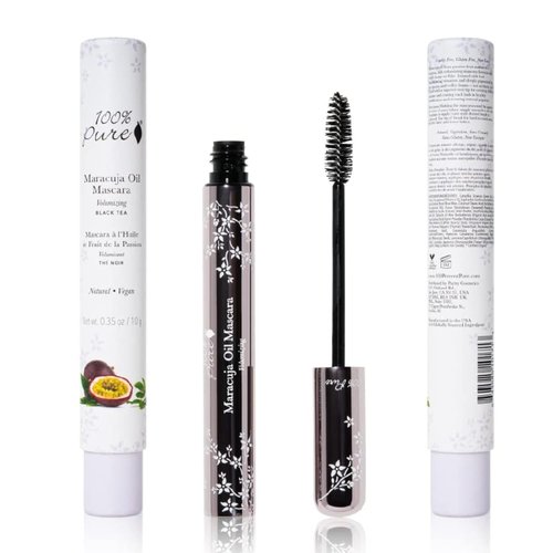 100% PURE Maracuja Oil Mascara - Dramatic Volume & Length, Vegan Formula, Black Tea - 0.35 oz