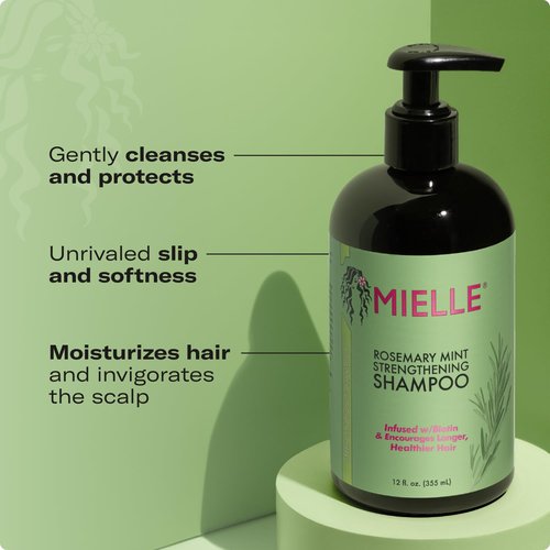 Mielle Organics Rosemary Mint Biotin Shampoo - Moisturizing Formula for Stronger Hair (12 oz)