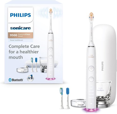 Philips Sonicare DiamondClean Smart 9500 Electric Toothbrush - Sonic Technology, App Connectivity, 5 Modes, White | Model HX9923/01
