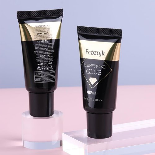 Fcozpjk 30ML Rhinestone Glue for Nails, 3D Nail Charms Gel Nail Glues Super Strong Bling Gel, Stick Nails Gems Jewel Caviar Beads Diamond Glue for Nails Professional Manicure Accessories