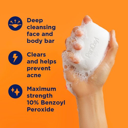 PanOxyl Acne Treatment Bar - Maximum Strength 10% Benzoyl Peroxide Soap for Face & Body | 4 oz Vegan Formula