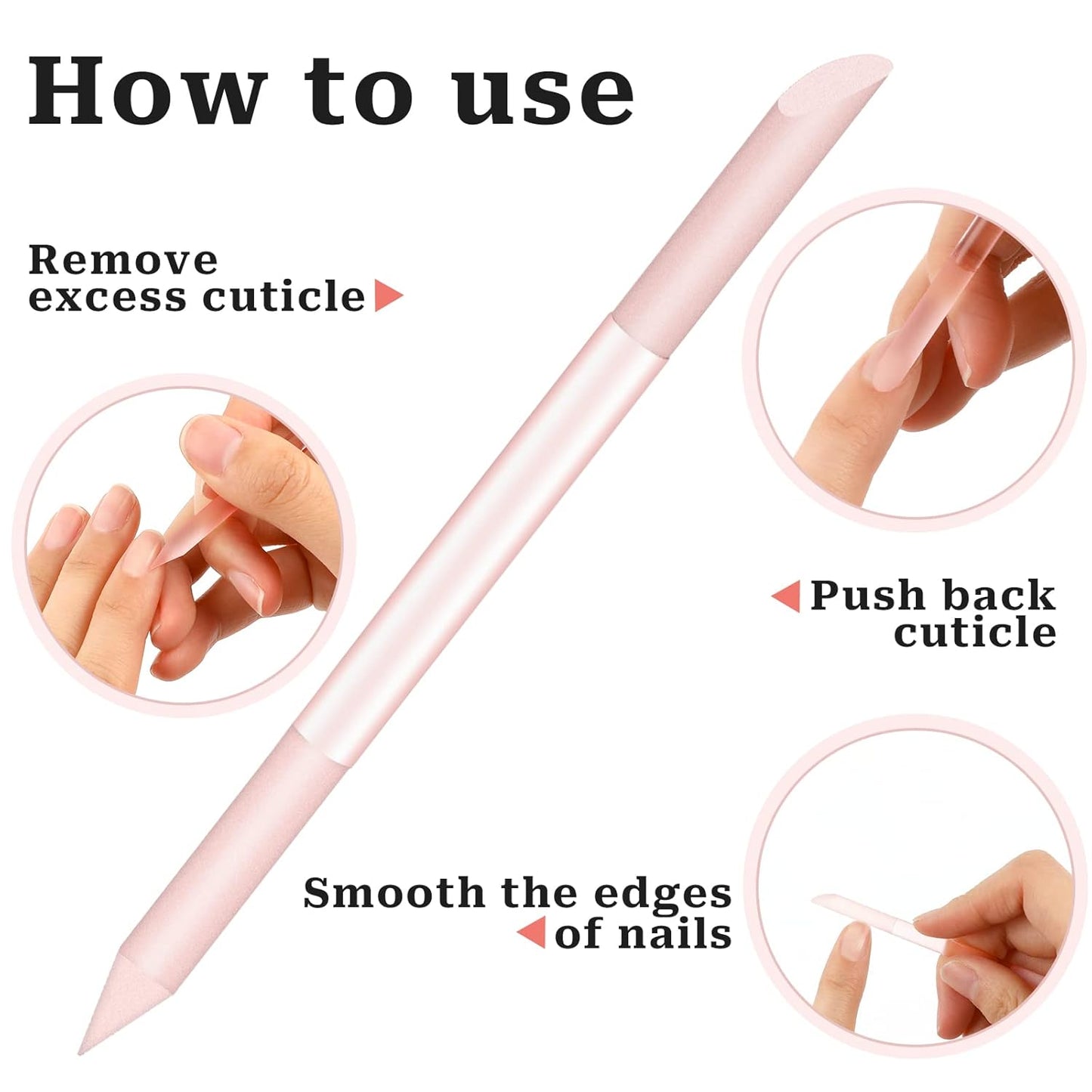 Skiennix Glass Cuticle Pusher Set - Double-Sided Cuticle Remover Tools for Perfect Manicures | 2 Pieces