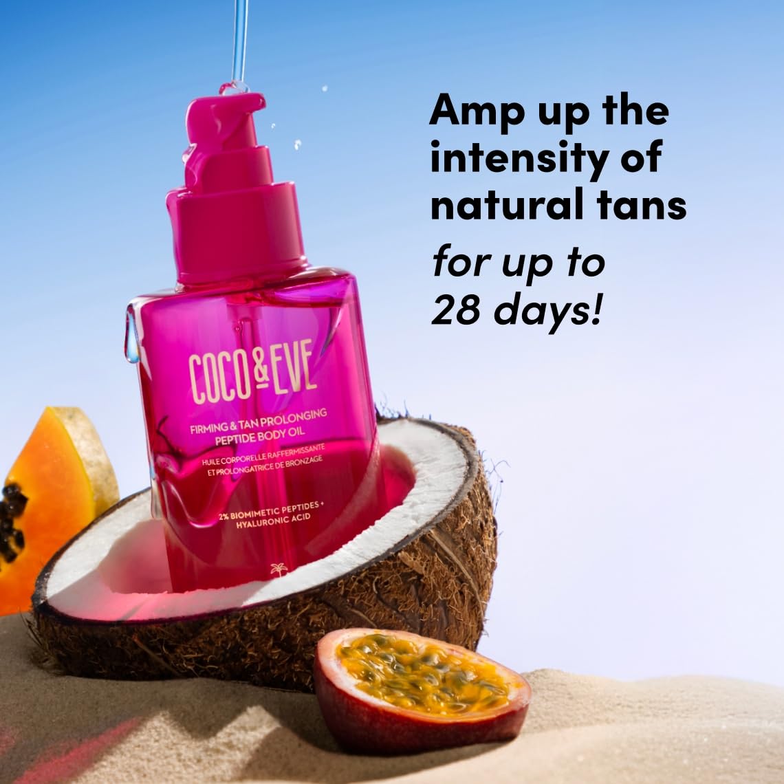 Coco & Eve Firming Body Oil - Natural Tan Extender with Tropical Oils & Vitamins C & E | 5.75 fl oz